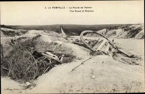 Ak Sillery Marne, La Pompelle, La Route de Reims