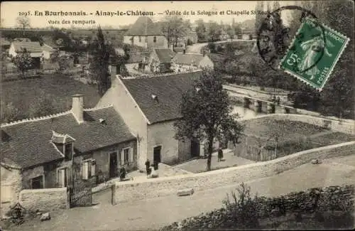 Ak Ainay le Château Allier, Vallée de la Sologne et Chapelle St. Roch