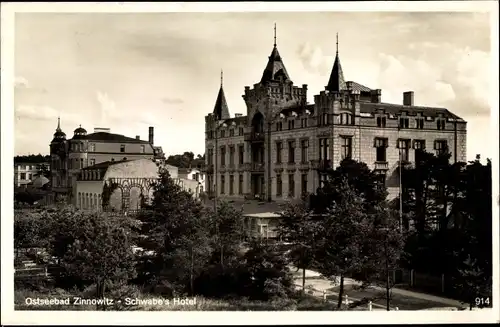 Ak Ostseebad Zinnowitz auf Usedom, Schwabes Hotel