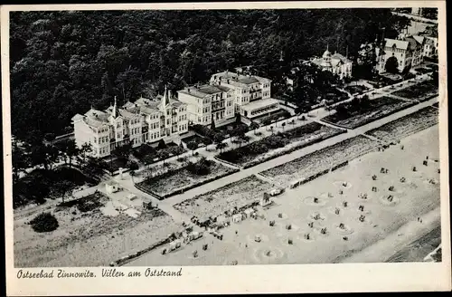 Ak Ostseebad Zinnowitz auf Usedom, Villen am Oststrand, Fliegeraufnahme