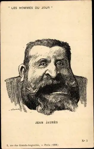 Ak Les Hommes du Jour, Jean Jaurès, Karikatur