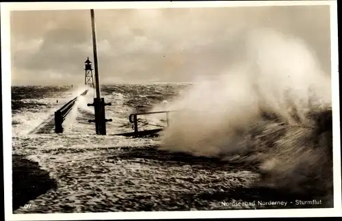 Ak Norderney in Ostfriesland, Sturmflut