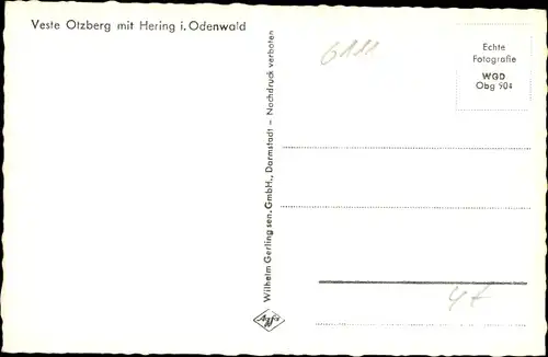 Ak Hering Otzberg im Odenwald, Veste Otzberg, Fliegeraufnahme