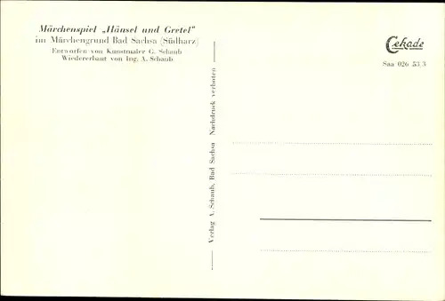 Ak Bad Sachsa in Niedersachsen, Märchengrund, Märchenspiel "Hänsel und Gretel"
