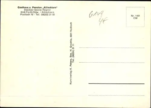 Ak Altlechtern Fürth im Odenwald, Gasthaus und Pension Altlechtern