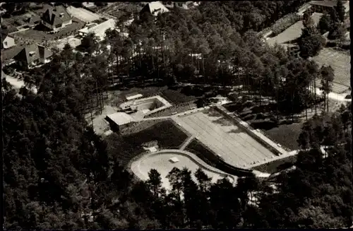 Ak Lohne Oldenburg, Freibad, Fliegeraufnahme