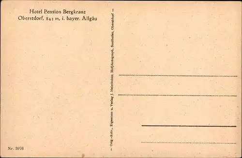 Ak Oberstdorf im Oberallgäu Schwaben, Hotel u. Pension Bergkranz