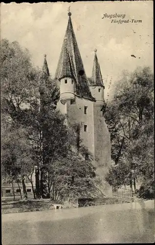 Ak Augsburg in Schwaben, Fünfgrad-Turm