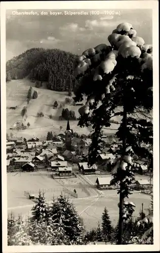 Ak Oberstaufen im Allgäu, SKiparadies,, Gesamtansicht im Winter