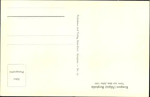 Ak Kempten im Allgäu Schwaben, Burghalde