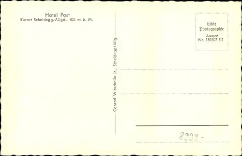 Ak Scheidegg im Allgäu Schwaben, Hotel Post mit Straßenpartie