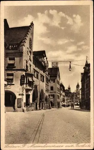 Ak Lindau am Bodensee Schwaben, Maximilianstraße mit Brotlaube