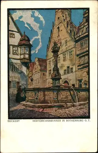 Künstler Ak Beckert, Fritz, Rothenburg ob der Tauber Mittelfranken, Herterichsbrunnen