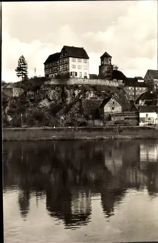 Ak Homburg am Main Triefenstein Unterfranken, Teilansicht vom Wasser aus