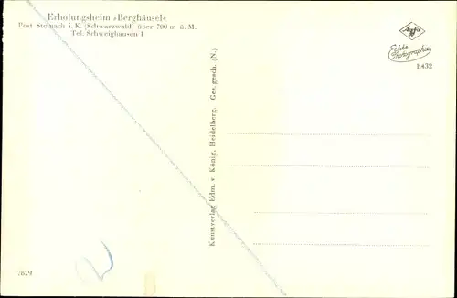 Ak Steinach im Kinzigtal Schwarzwald, Erholungsheim Berghäusel