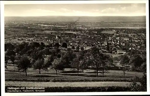 Ak Haltingen Weil am Rhein, mit Dreiländereck (Deutschland, Frankreich, Schweiz), Panorama