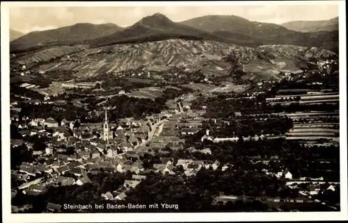 Ak Baden Baden am Schwarzwald, Steinbach mit Yburg, Totalansicht