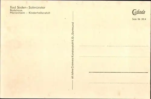 Ak Bad Soden Salmünster in Hessen, Badehaus, Marienheim - Kinderheilanstalt