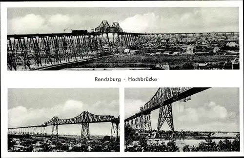 Ak Rendsburg in Schleswig Holstein, Hochbrücke, Schwebefähre