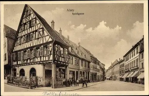 Ak Alzey in Rheinhessen, Spießgasse
