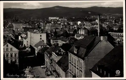 Ak Liberec Reichenberg in Böhmen, Teilansicht mit Bahnhofstraße