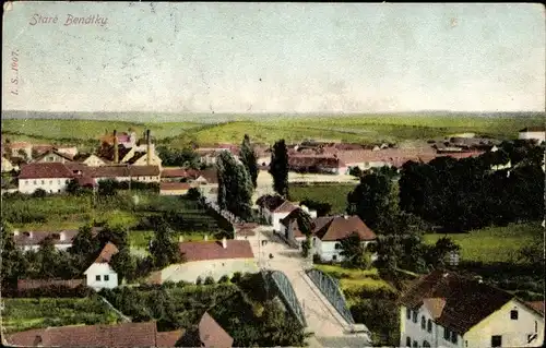 Ak Benátky nad Jizerou Benatek Mittelböhmen, Blick auf den Ort