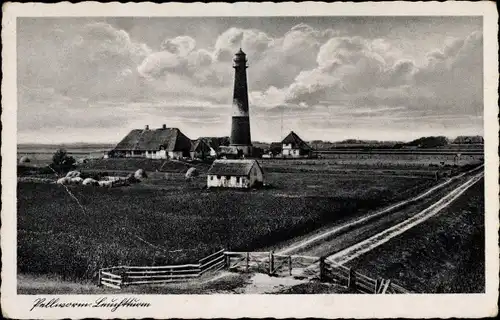 Ak Insel Pellworm Nordfriesland, Blick zum Leuchtturm