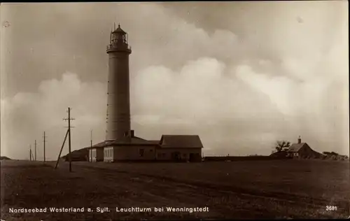 Ak Wennigstedt Braderup auf Sylt, Leuchtturm