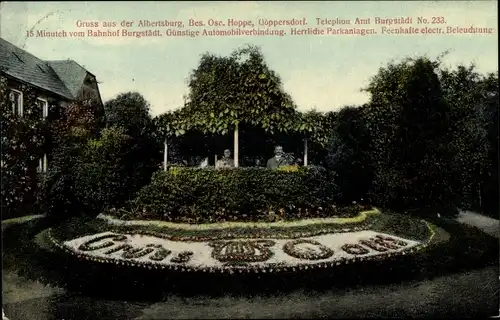 Ak Göppersdorf Burgstädt in Sachsen, Etablissement Albertsburg, Gartenpartie