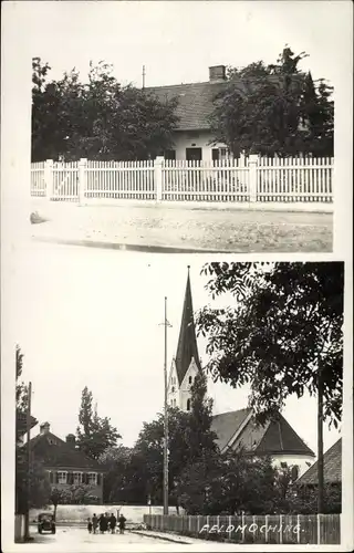 Foto Ak Feldmoching München Bayern, Ortsansichten, Kirche, Wohnhaus