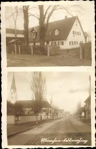 Foto Ak Feldmoching München Bayern, Straßenpartiem mit Kirche, Bauernhof