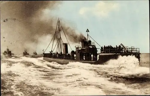 Ak Deutsches Kriegsschiff, Torpedoboot auf hoher See zum Angriff, Kaiserliche Marine
