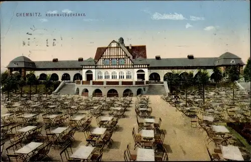 Ak Chemnitz Sachsen, Küchwaldschänke, Terrasse