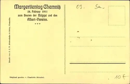 Scherenschnitt Künstler Ak Streubel, Charlotte, Chemnitz Margeritentag 1911, Krippe, Albert Verein