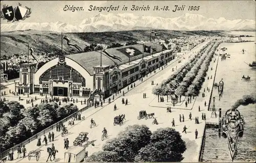 Ak Zürich Stadt Schweiz, Eidgenössisches Sängerfest 14.-18.07.1905
