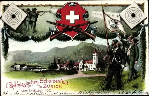 Ak Zürich, Eidgenössisches Schützenfest, vom 7. bis 18. Juli 1907