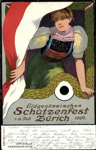 Künstler Ak Zürich, Eidgenössisches Schützenfest 1907