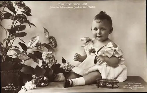 Ak Prinz Karl Franz Josef, Sohn von Joachim von Preußen, Portrait