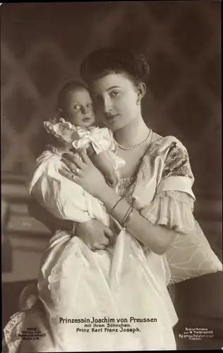 Ak Prinzessin Joachim von Preußen mit Sohn Prinz Karl Franz Joseph