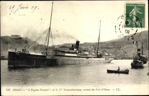 Ak Oran Algerien, L'Eugene Pereire, Dampfer, CGT, French Line