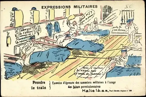 Künstler Ak Excice d'épreuve des sommiers militaires à l'usage des futures permissionnaires