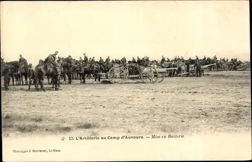Ak L'Artillerie au Camp d'Auvours, Mise en Batterie, Geschütze, I. WK