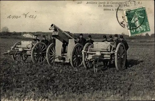 Ak Fontainebleau Seine et Marne, Artillerie Lourde de Campagne, 155 CTR, En Batterie, Geschütze