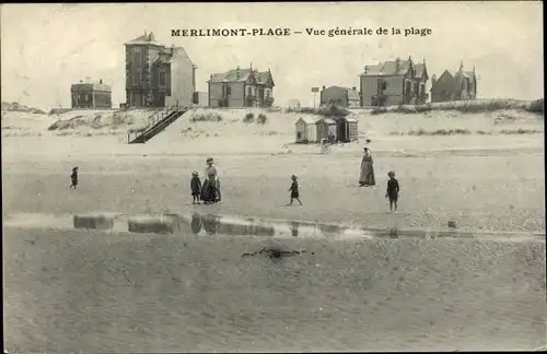 Ak Merlimont Plage Pas de Calais, Vue generale de la plage