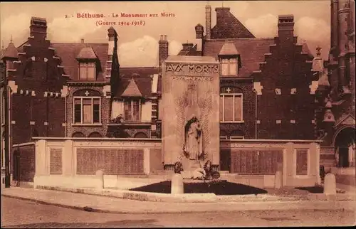 Ak Béthune Pas de Calais, Le Monument aux Morts