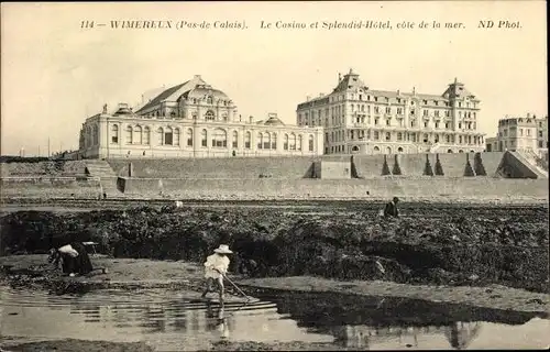 Ak Wimereux Pas de Calais, Le Casino et Splendid Hotel