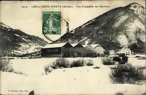 Ak Lus la Croix Haute Drôme, Vue d'ensemble des Glacieres