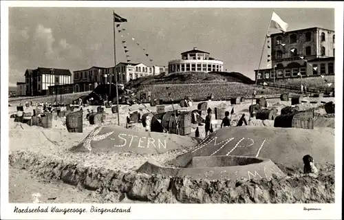 Ak Nordseebad Wangerooge in Ostfriesland, Strandpartie, Burgenstrand, Sandburg