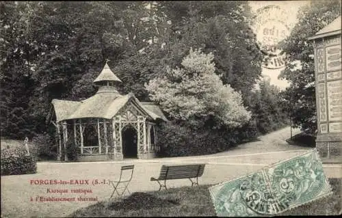 Ak Forges les Eaux Seine Maritime, Etablissement Thermal, Kiosque rustique