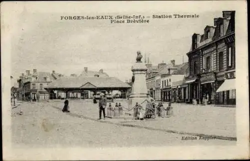 Ak Forges les Eaux Seine Maritime, Station Thermale, Place Breviere